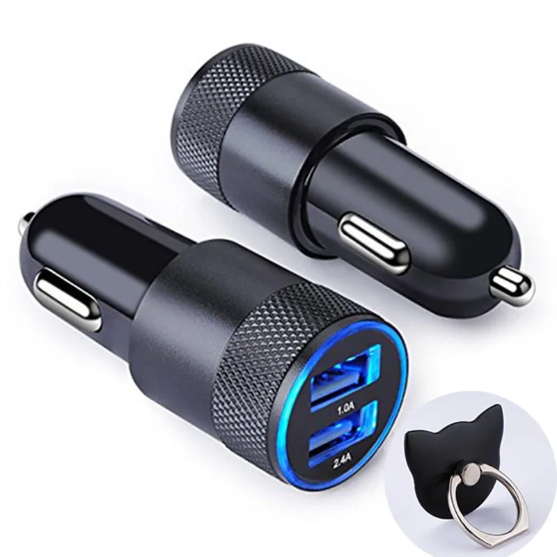 LCD Digital Display Dual USB Car Charger, AILKIN Universal 2.4A LED 2 USB Car Charger adapter