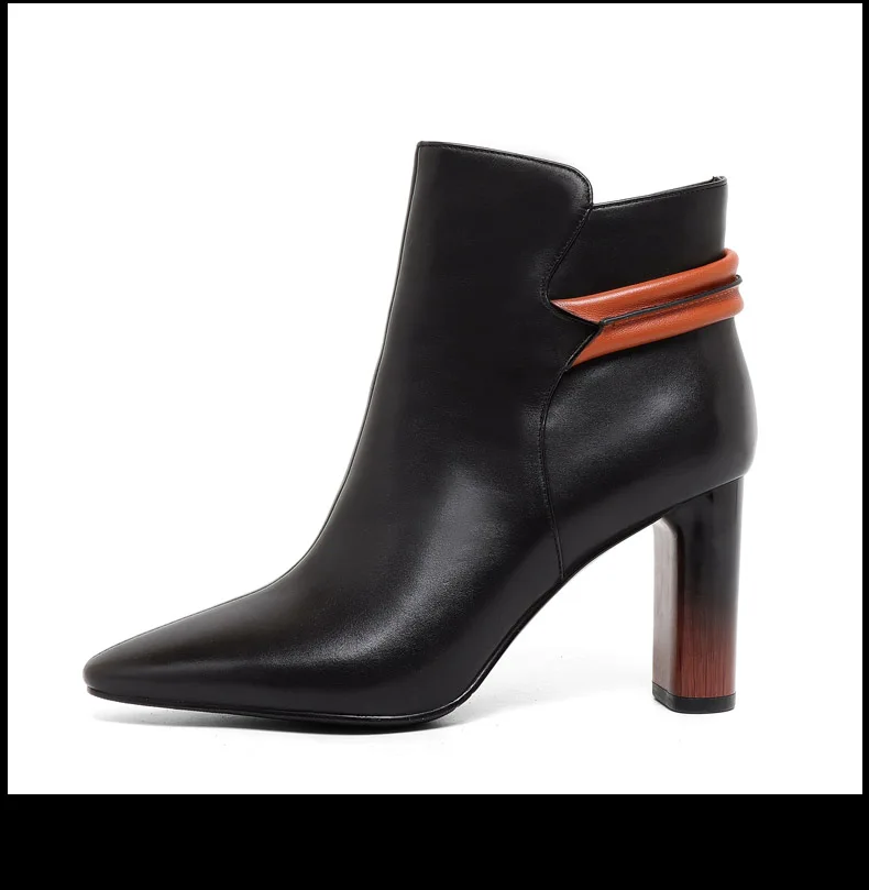 MYCOLEN 2018 Брендовая дизайнерская обувь черный Элитный бренд Модные Кожаные полуботинки ретро квадратный носок коренастый ботинки на молнии