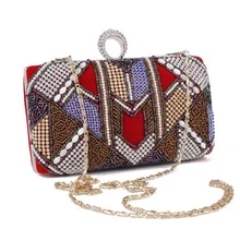 2016 new European and American high-end hand-beaded evening bags evening bag holding ring Ethnic BB169