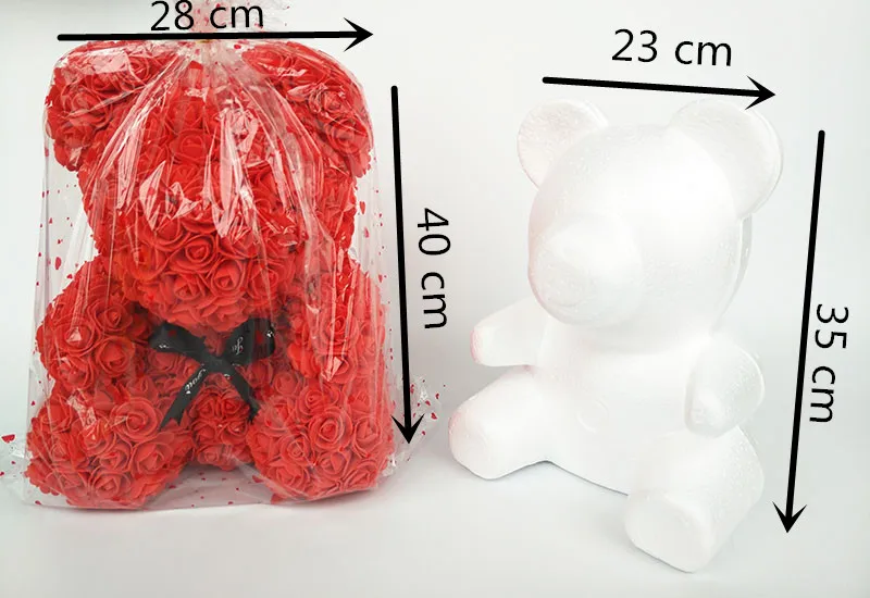 1 шт 10 м/20 см/35 см пена Роза медведь плесень DIY искусственный цветок розы Медведь пластик медведь розы собака удачи модель формы