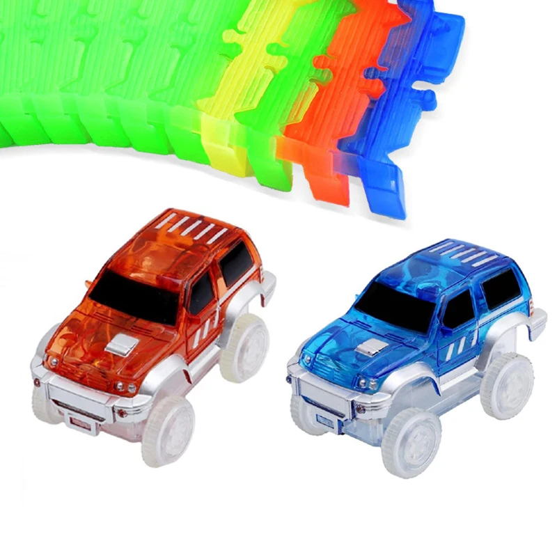 KACUU Glowing Magical Race Track DIY Universal Accessories Racing Track Ramp Turn Road Bridge Crossroads Toys For Children Gift images - 6