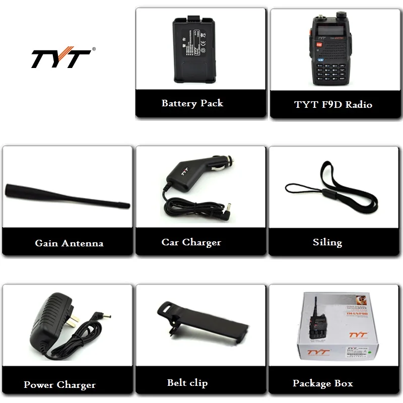TYT UV-F9D ветчина Walkie Talkie нескольких сегментов 134 ~ 174 мГц и 350 ~ 399 мГц и 400 ~ 480 мГц большой Экран Дисплей 5 Вт Мощность ручной Transcevier