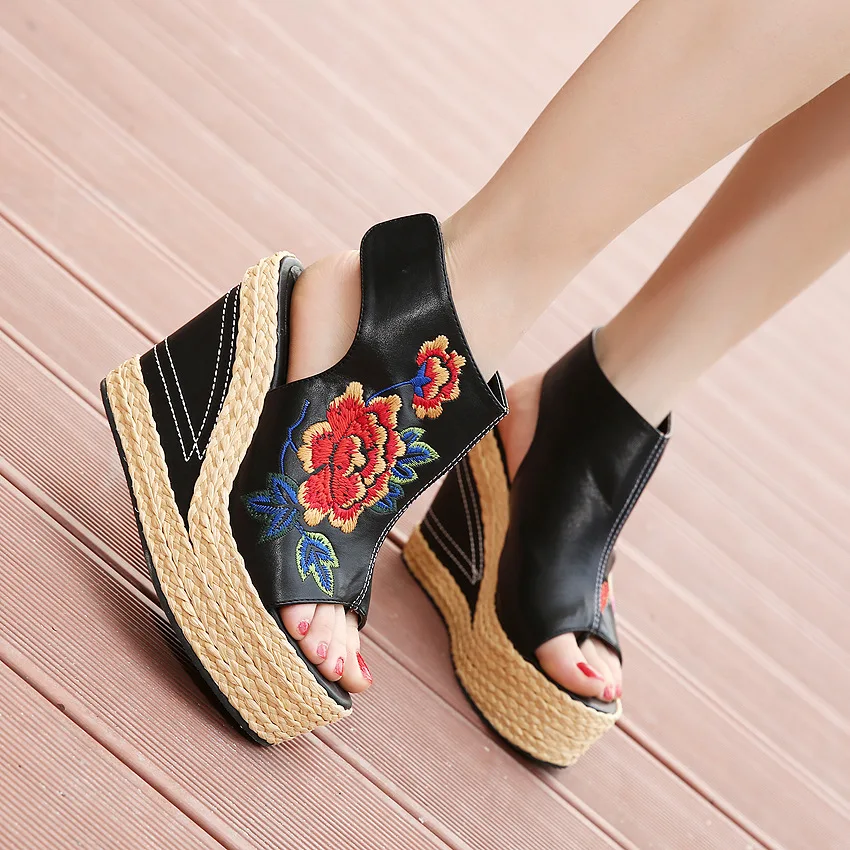 Г., новые летние женские босоножки на танкетке обувь на платформе с открытым носком женская обувь на высоком каблуке с ремешком на пятке, 68