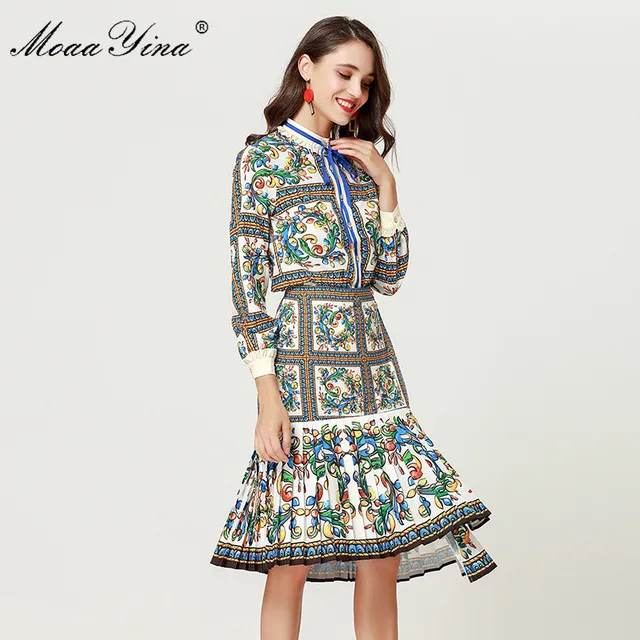 Best Offers MoaaYina 2018 Fashion Designer Set Spring Women Long sleeve Floral-Print Elegant Blouse+ Irregular Mermaid Skirt Two-piece suit Best Offers MoaaYina 2018 Fashion Designer Set Spring Women Long sleeve Floral-Print Elegant Blouse+ Irregular Mermaid Skirt Two-piece suit