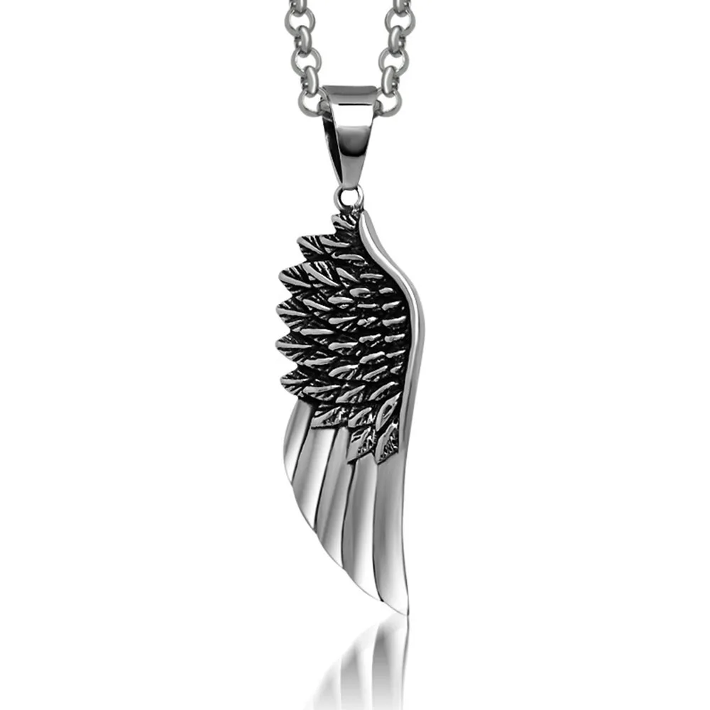 Retro Angel Wing Pendant Stainless Steel Men Pendant Necklace 1 Piece
