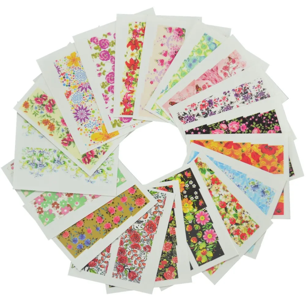 

WUF 42 Sheets Full Cover Flowers Designs DIY Decals Nails Art Water Transfer Printing Stickers For Nails