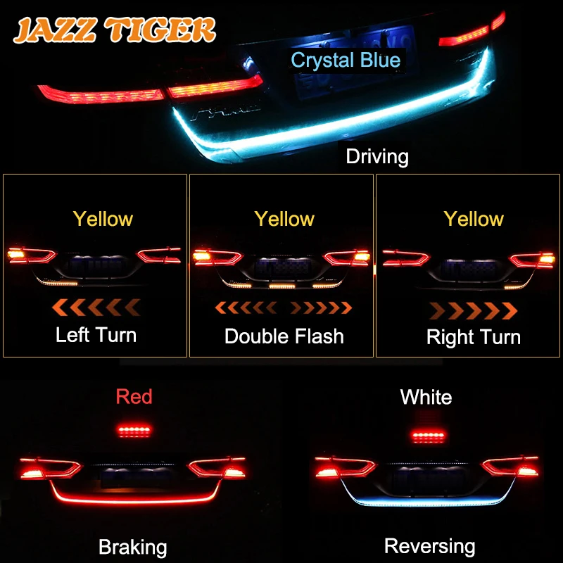 Джаз Тигр 4-в-1 Автомобильный светодиодный багажник полосы светильник течет задний фонарь стоп-сигнал поворота обратный светильник для Renault Megane Fluence Captur