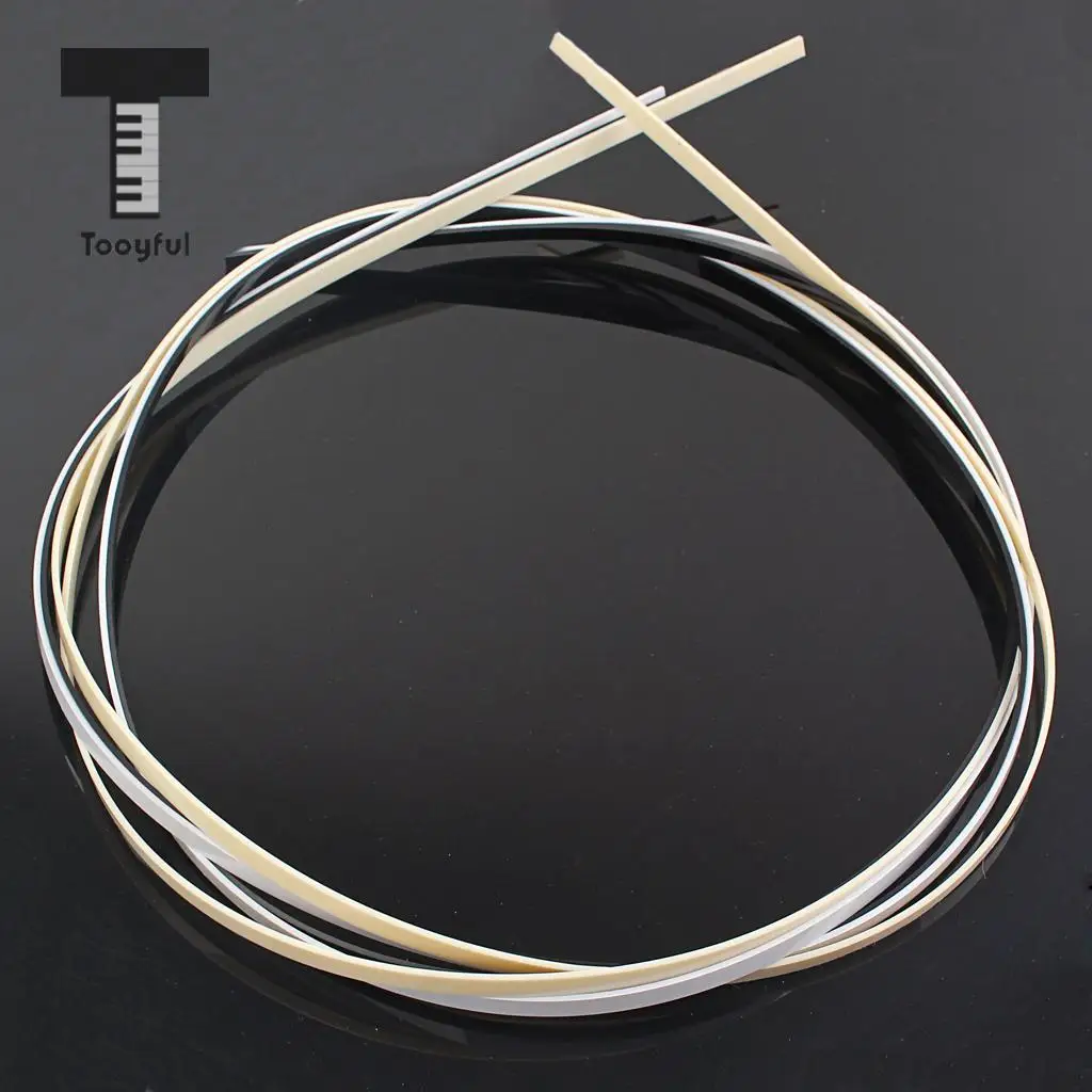 Tooyful 3 Pieces Plastic Binding Purfling Strips Edge Trim Inlay for Guitar/Electric Bass DIY Accessory Black+White+Cream