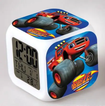 Blaze and Monster Machines светодиодный цифровой будильник часы reloj despertador de cateceira horloge digitale детские игрушки подарки - Цвет: Фиолетовый