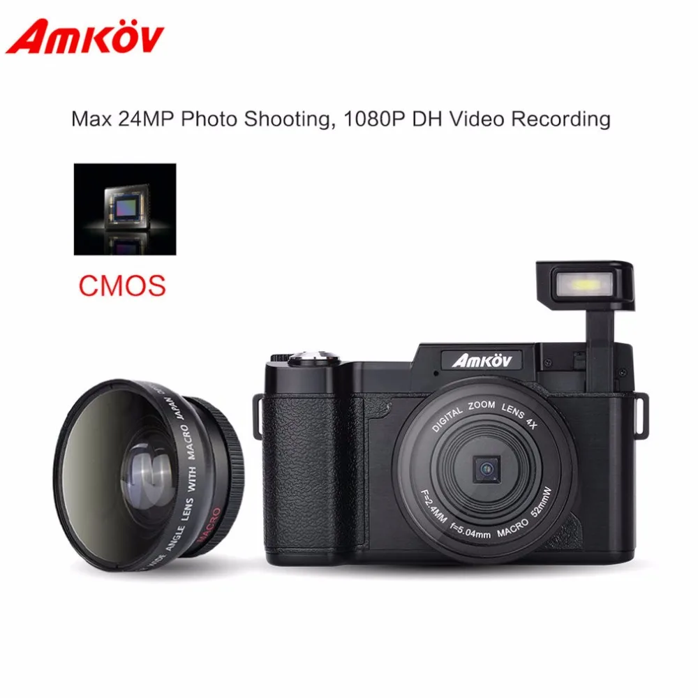 

Amkov 24MP HD 1080P 3.0" TFT LCD 180 degree Rotatable Screen Digital SLR DV Recorder Camera with Facial Beauty Function