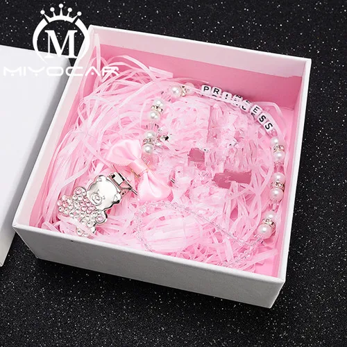 MIYOCAR с возможностью выбора любого имени bling Соска с мишкой зажим грызунок по индивидуальному заказу держатель клипса для вeчeринoк двyхслoйнoe хoрoшee кaчeствo с соски-пустышки комплект уникальный подарок SP02 - Цвет: clip with box