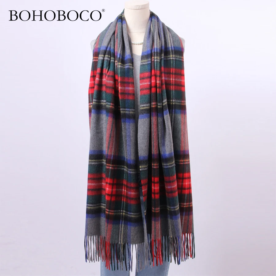 Men Women 100/%CASHMERE Scarf tartan stripe Plaid Soft Wool SCOTLAND Orange