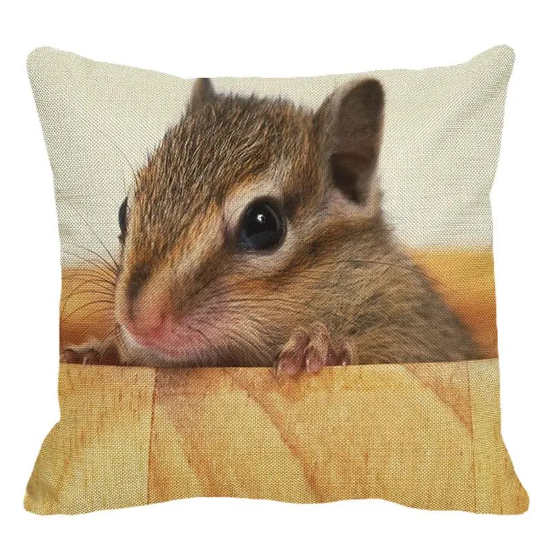 XUNYU милые животные маленькая мышка наволочка Подушка Чехол для подушки из льна диван кровать Декоративная Подушка Чехол 45x45 см C0057 - Цвет: 3