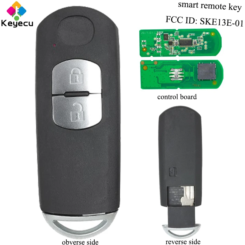 

KEYECU Replacement Remote Car Key- 2 Buttons & 433MHz & ID83 Chip & Insert Blade- FOB for Mazda CX-5 2012-2016 FCC ID: SKE13E-01