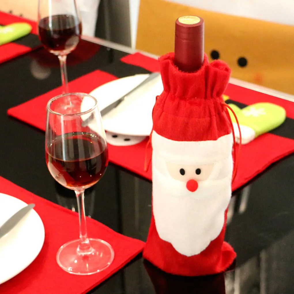 

Hot New Santa Claus Christmas Red Wine Bottle Cover Bags Christmas Dinner Decoration