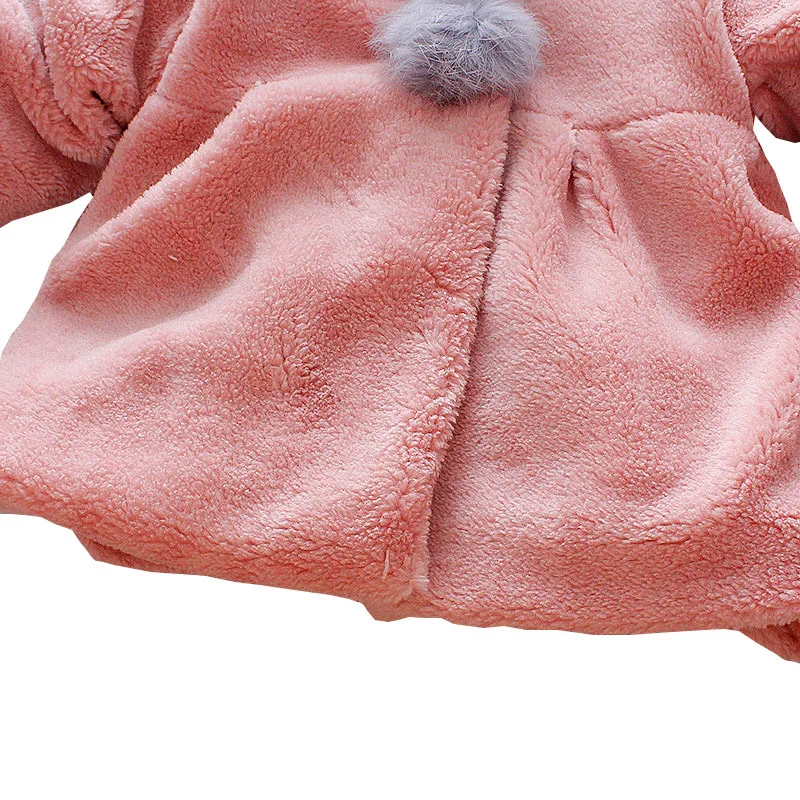 AmyaBaby/ куртки для новорожденных девочек, осенне-зимнее пальто с мехом детская ветровка с длинными рукавами и капюшоном, зимнее пальто для маленьких девочек