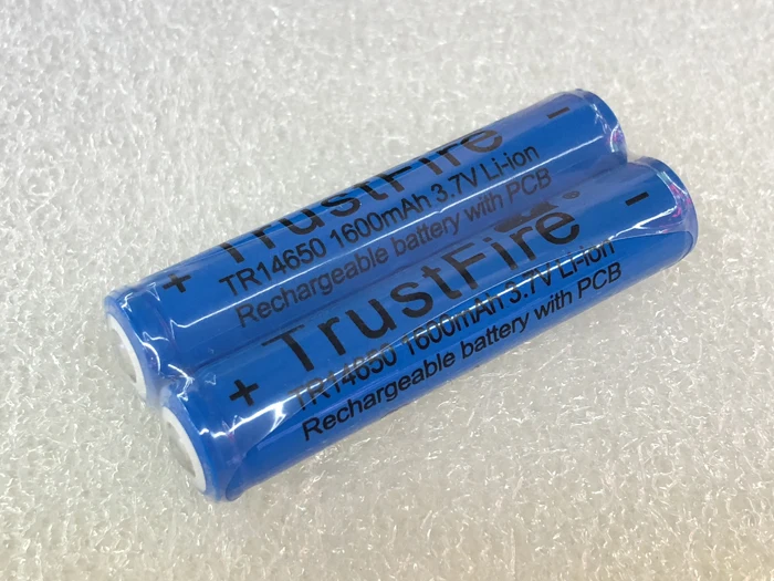 2pcs/lot TrustFire 14650 3.7V 1600mAh Li-ion Battery Rechargeable Batteries with Protected PCB Power Source for LED Flashlight 2pcs/lot TrustFire 14650 3.7V 1600mAh Li-ion Battery Rechargeable Batteries with Protected PCB Power Source for LED Flashlight