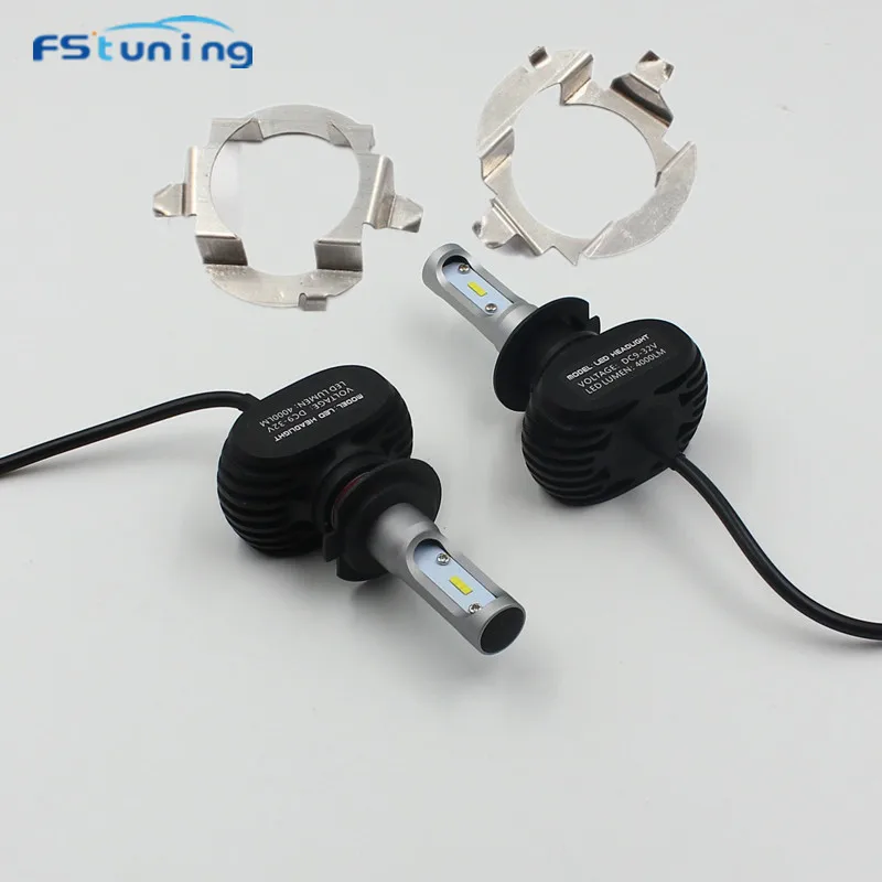 

FStuning CSP S1 Car LED Headlight Bulbs with H7 LED Bulb Metal Adapter Holder For Mercedes BENZ ML350/ML320 W163 for VW Touareg