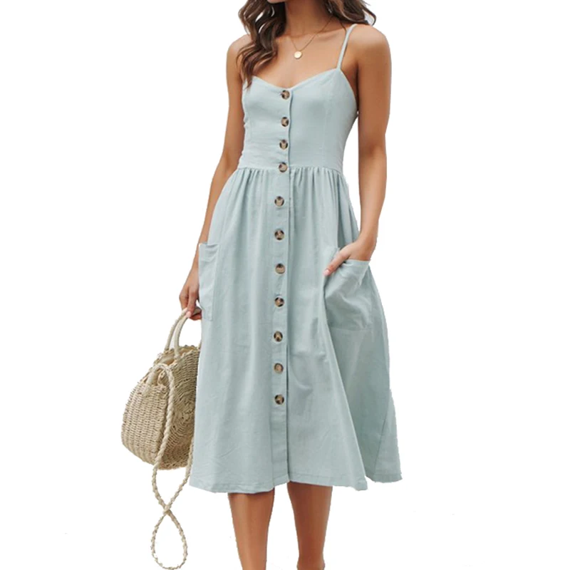 

Black White Dot Vintage Dress Bohemian Midi Robe Summer Dresses Sleeveless Strap Sexy Women Dress Boho Beach Sundress New GV914