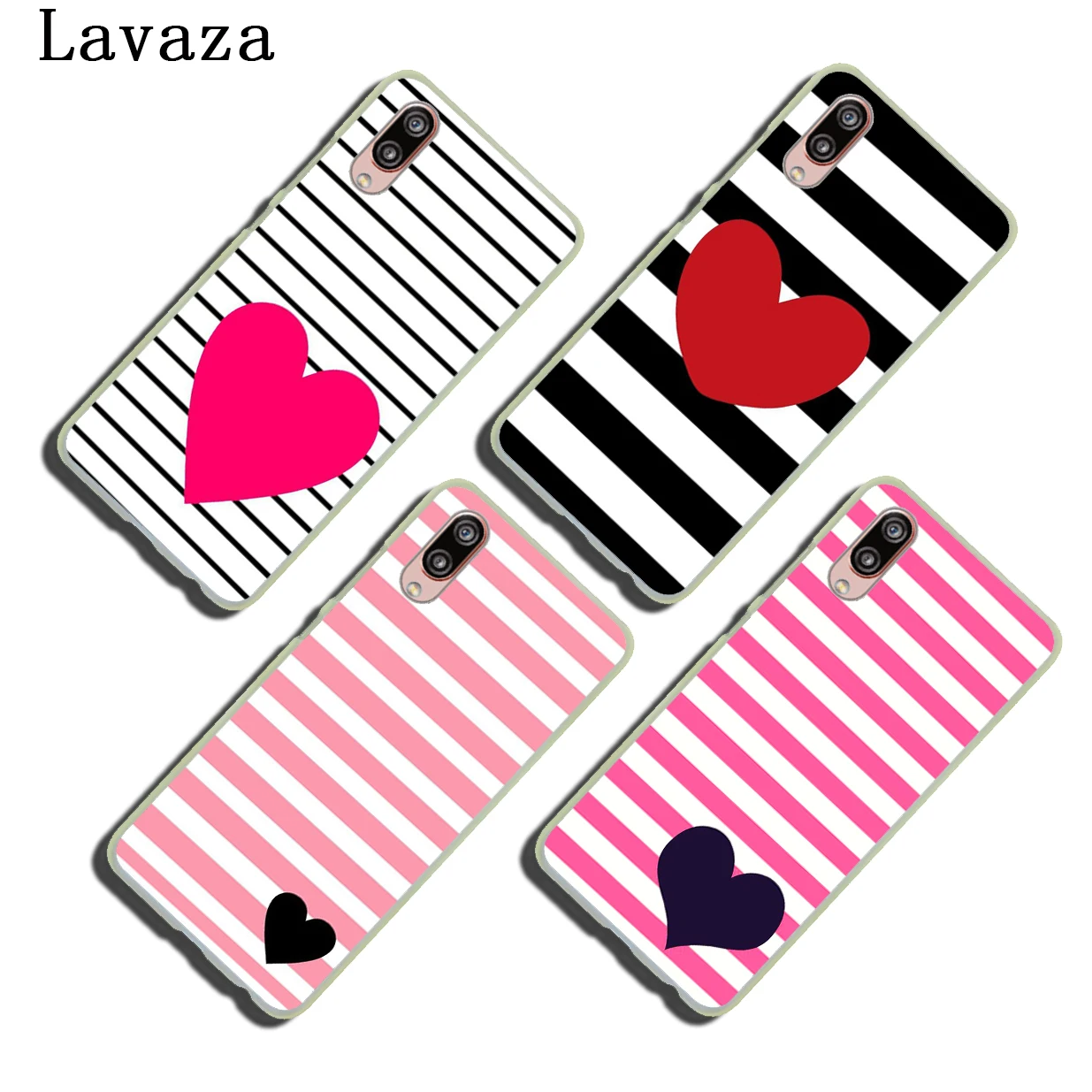 Lavaza Розовый Полосатый чехол с сердечками и цветком розы для Huawei P30 P20 P10 P9 Plus P8 Mate 20