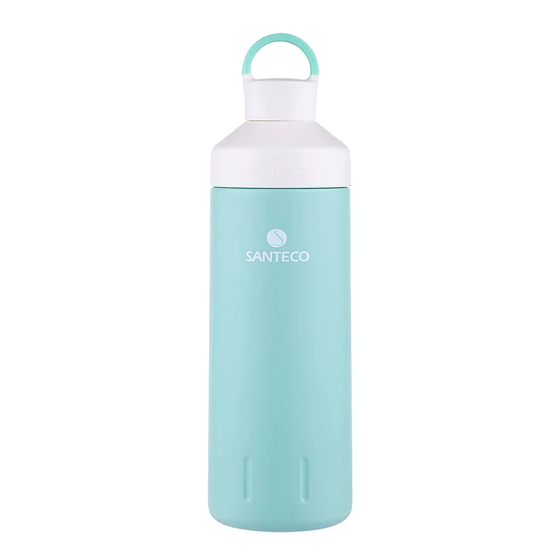 Santeco океанская серия Вакуумная бутылка для напитков из нержавеющей стали, уличная фляжка, прочная бутылка для воды без бисфенола, с уплотнительным кольцом, ручка 590 мл - Цвет: Mint
