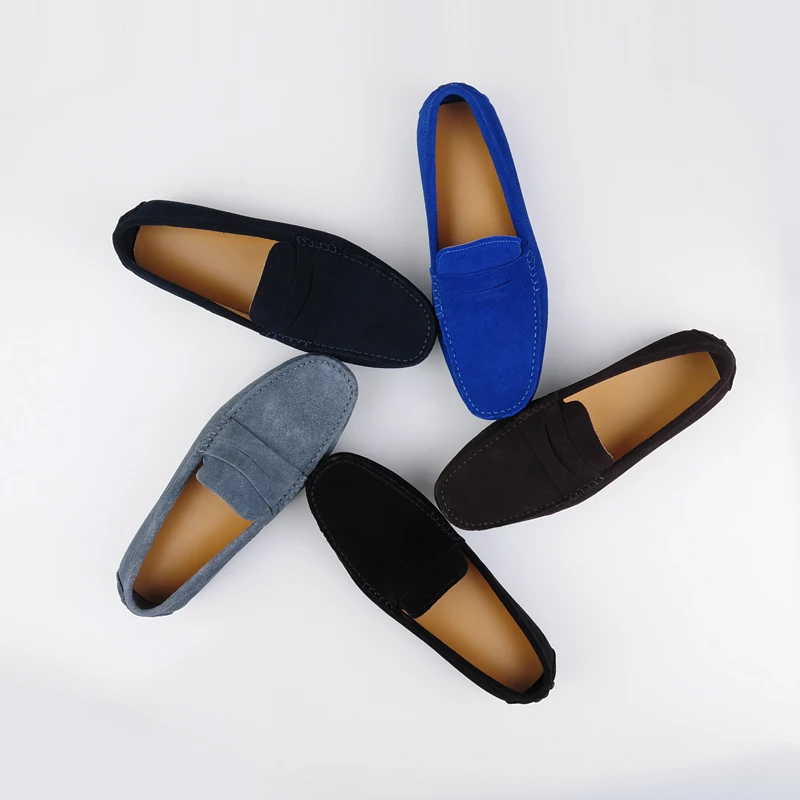De Camurça amarelo Casual Homens Apartamentos 2017 Slip Sapatos Brand royalblue Preto New Dos Preto Blue marrom Mocassins Luxo navy on Vanmie cinza Couro vermelho qx7zwAPP