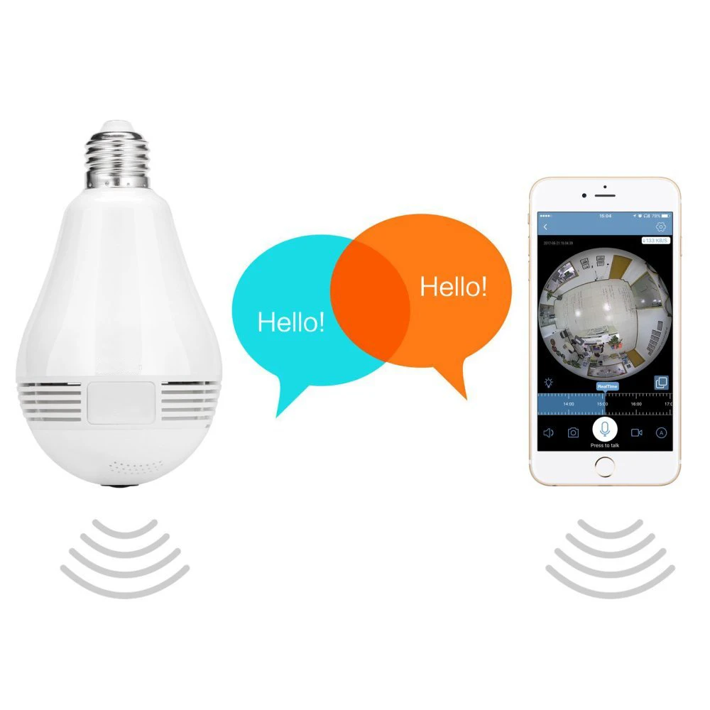 360 Degree E27 RGB Smart WiFi LED Light Camera Bulb with Motion Sensor V380 960P Wireless IP Recorder for Home Security