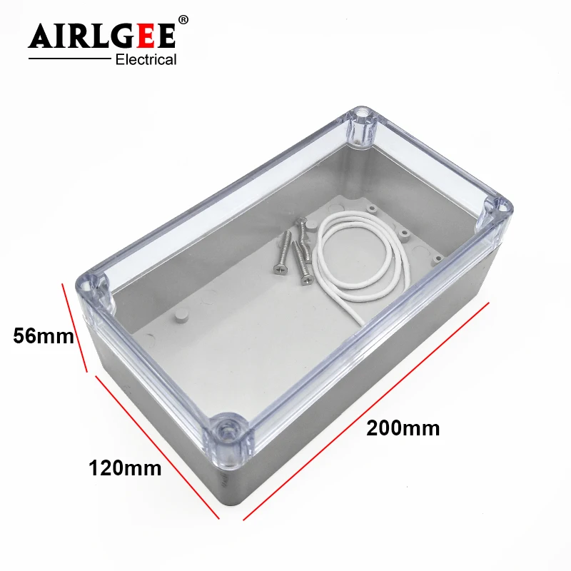 

ABS Plastic Dustproof IP65 Joint Outdoor Transparent Cover Waterproof Electrical Junction Box 200x120x56mm