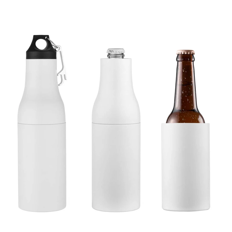 New 12oz Stainless Steel Beer Bottle Insulator Original Double Wall Vacuum Beer Cooler with Opener Beer Bottle Holder Keep Cold