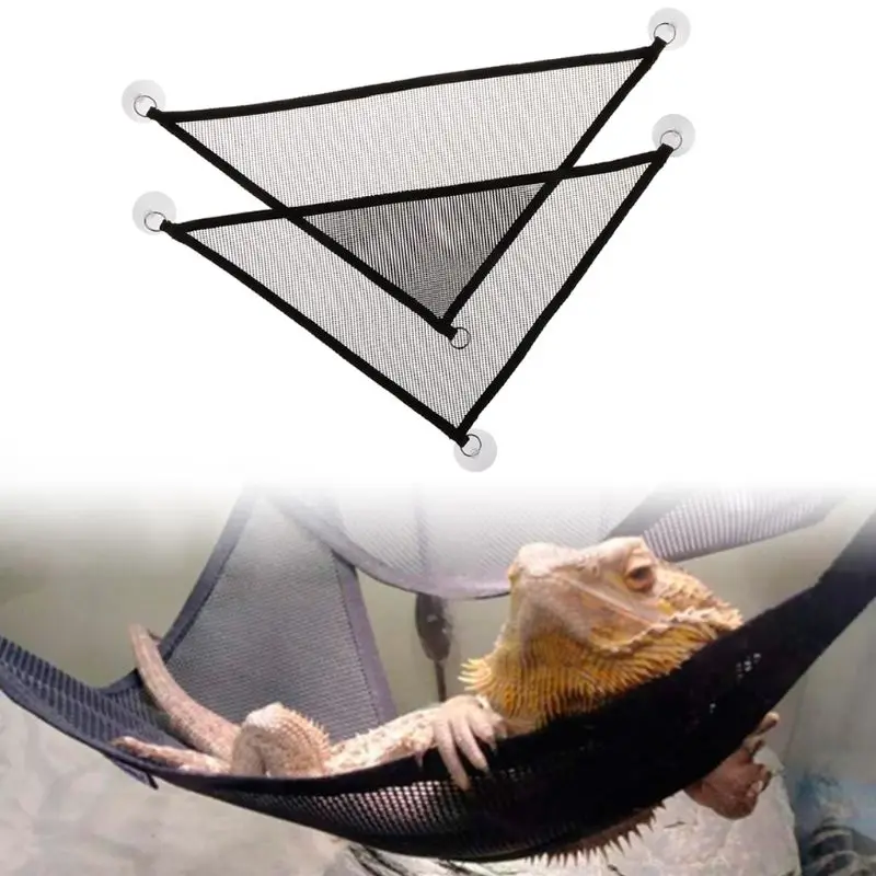 2 Pcs/Set Pet Hammock Mesh Sleeping Bed Play Toys Swing Oxford Fabric For Reptile Snake Lizard Climb Products With Suction Cup