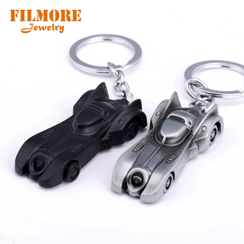 

2 Colors The Dark Knight Batman Car Model Batmobile Keychain Alloy Key Ring for Men's Gifts Superman Batman Key Holder