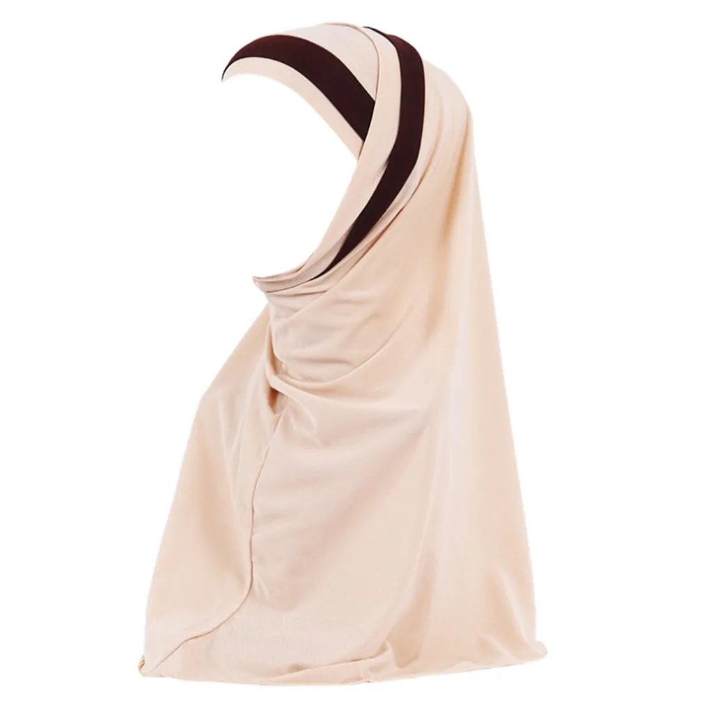 

ISHOWTIENDA Women Muslim Hijabs Double Loop Slip On Scarf Pull Over Crepe Convenient Shawl Full Head Scarf Hijabs Femme Musulman