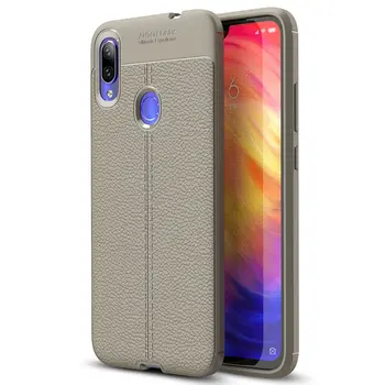 

50pcs/lot Luxury For Xiaomi Redmi Note 7 Flexible Skin Rugged Litchi Shockproof TPU Case For Xiaomi Redmi Note 7 Pro