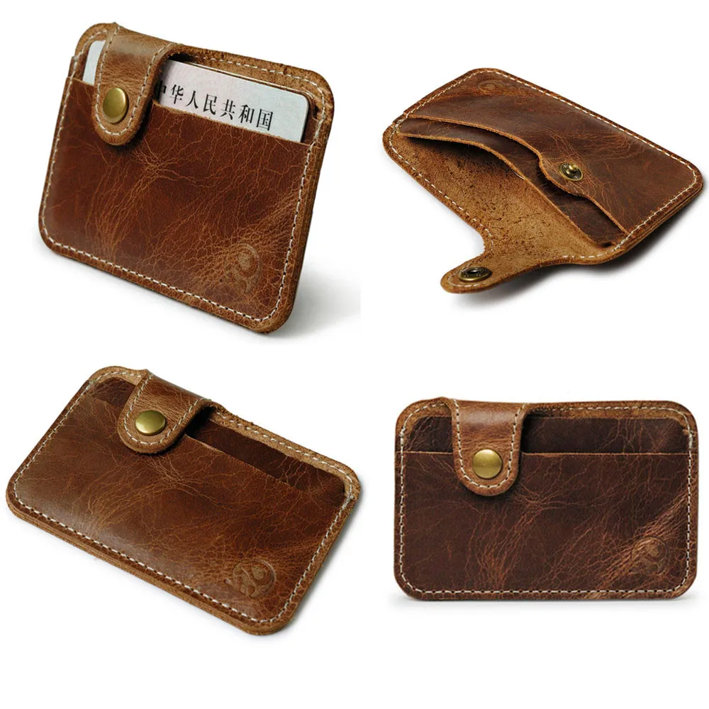 

Retro Leather Card Wallet Men Business Bank Card Holder Thin Credit Card Case Convenient Small Cards Pack Cash Pocket