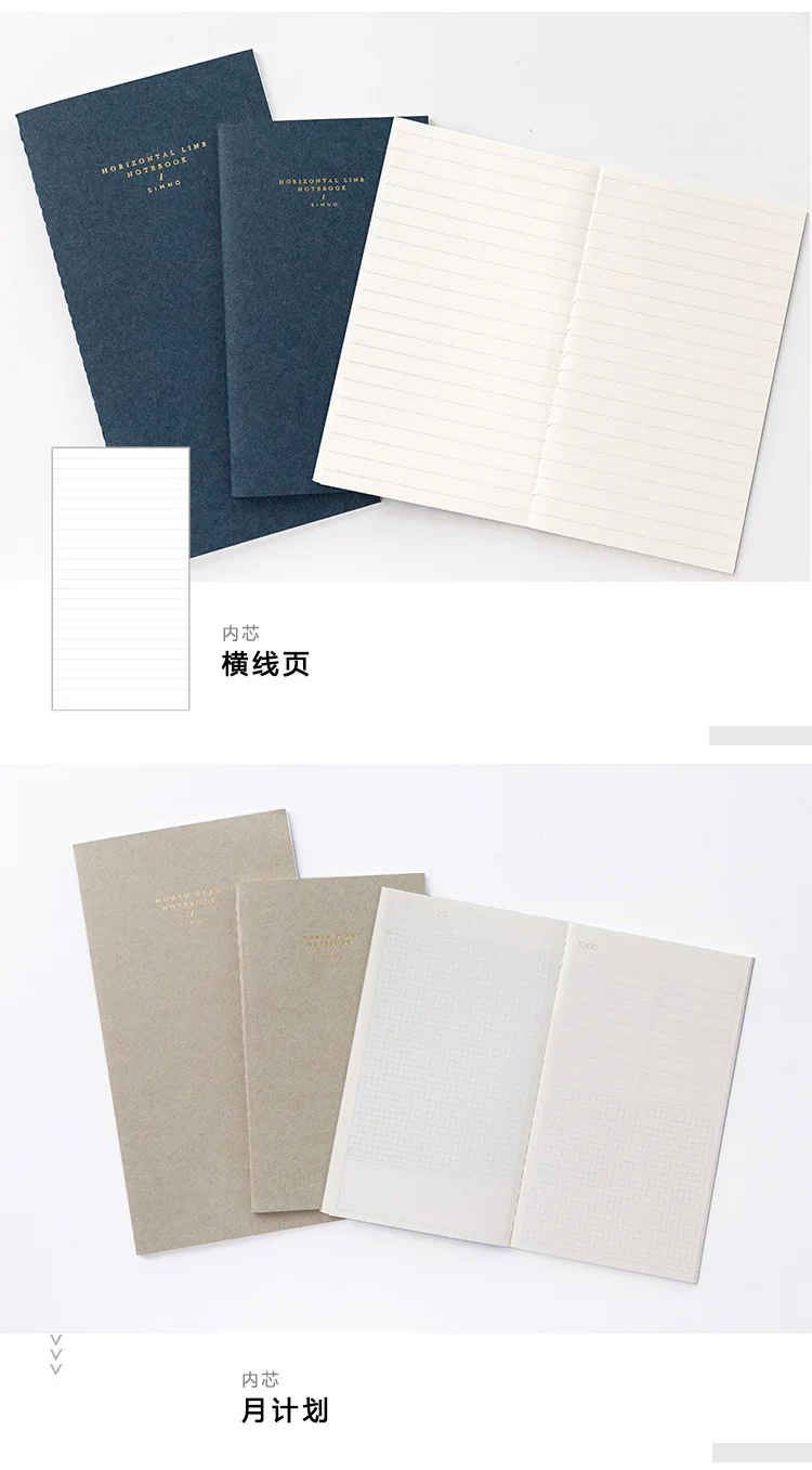 Japanese Vintage Journal Filler Paper Insert Refill for Midori Traveler Notebook Standard Portable Grid Line Kraft Blank Planner