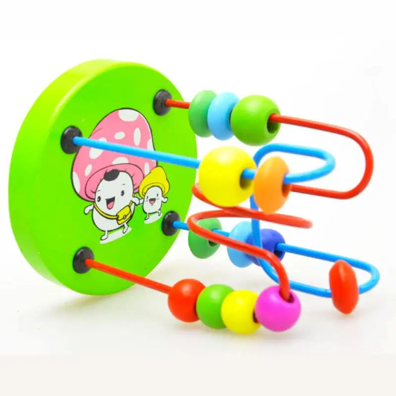 Деревянные игрушечные бусины, цветные круглые бусины, Обучающие Развивающие игрушки для детей, деревянные игрушки Монтессори, случайный цвет,, детские игрушки