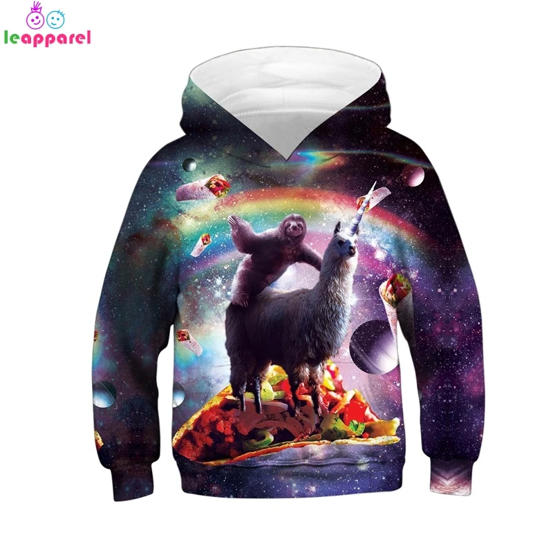 

New Kids Hoodies 2019 Rainbow Sloth Alpaca Print 3D Autumn Winter Clothes For Children Pullover Girls Boy Hoodies