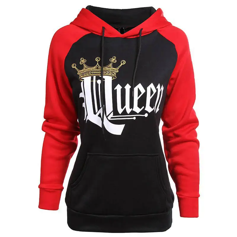 Queen King Print Casual Couple T-Shirt Fashion New Style Letter Women T-Shirt Sexy Long Sleeve Shirt - Цвет: as picture