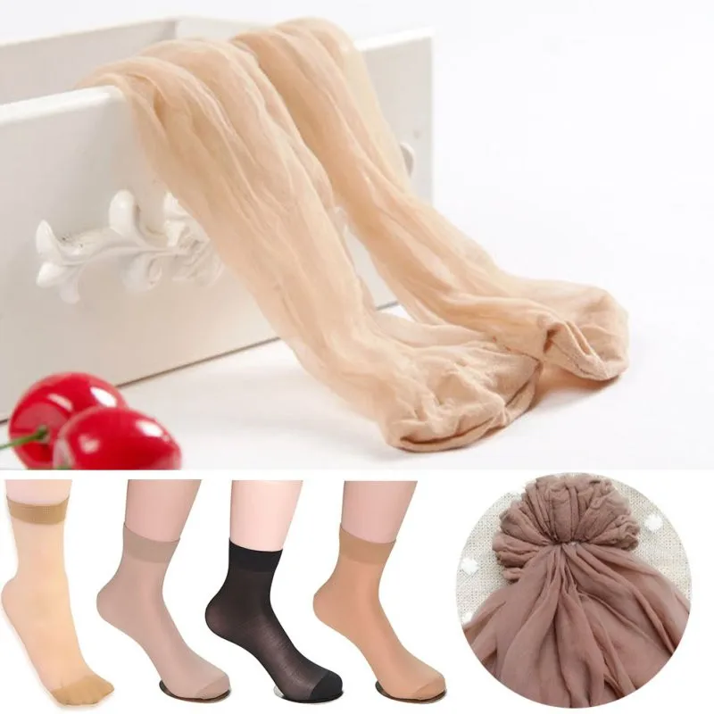Для женщин пикантные ультратонкие прозрачные шелковые Носки для девочек эластичные нейлон короткие носки 10 пар 7993