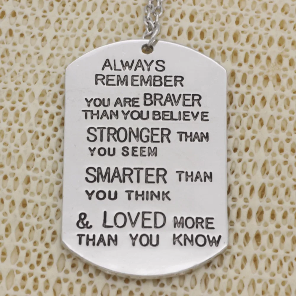 Fashion Inspirational Necklace Always remember you are braver than you