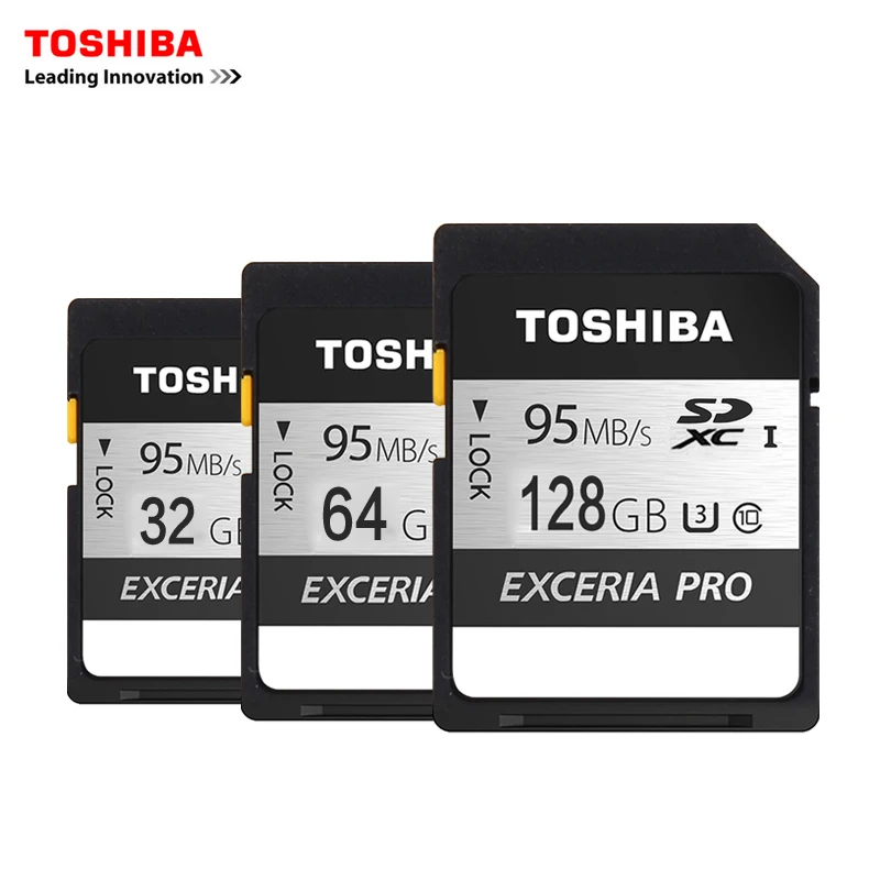 Карта памяти Toshiba UHS U3 128 ГБ 95 МБ/с. SDXC 64 Гб SD 4K карта 32 Гб SDHC карты флэш EXCERIA PRO цифровой зеркальной Камера видеокамера DV