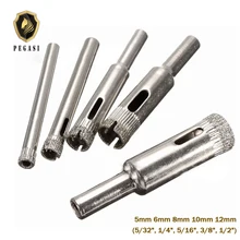 PEGASI 5pcs 5/6/8/10/12mm Diamond Coated Hole Saw Marble Cutter Drill Bits Tool Set For Tile Glass Ceramic Cutter PEGASI 5pcs 5/6/8/10/12mm Diamond Coated Hole Saw Marble Cutter Drill Bits Tool Set For Tile Glass Ceramic Cutter