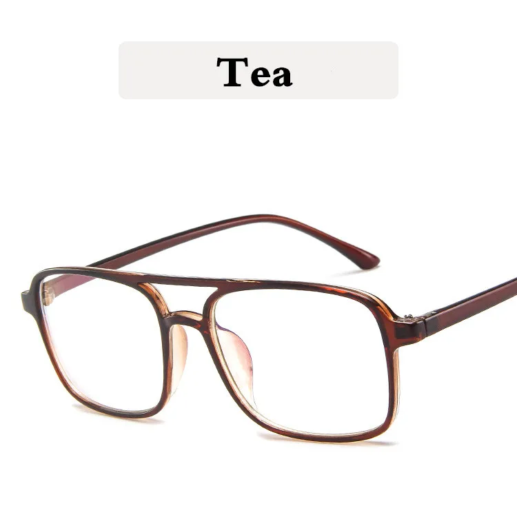 Новая мода коробка плоские очки для женщин, Ретро стиль, оправа для очков для чтения, Для Мужчин's квадратные очки оптически прозрачный украшения - Цвет оправы: Tea
