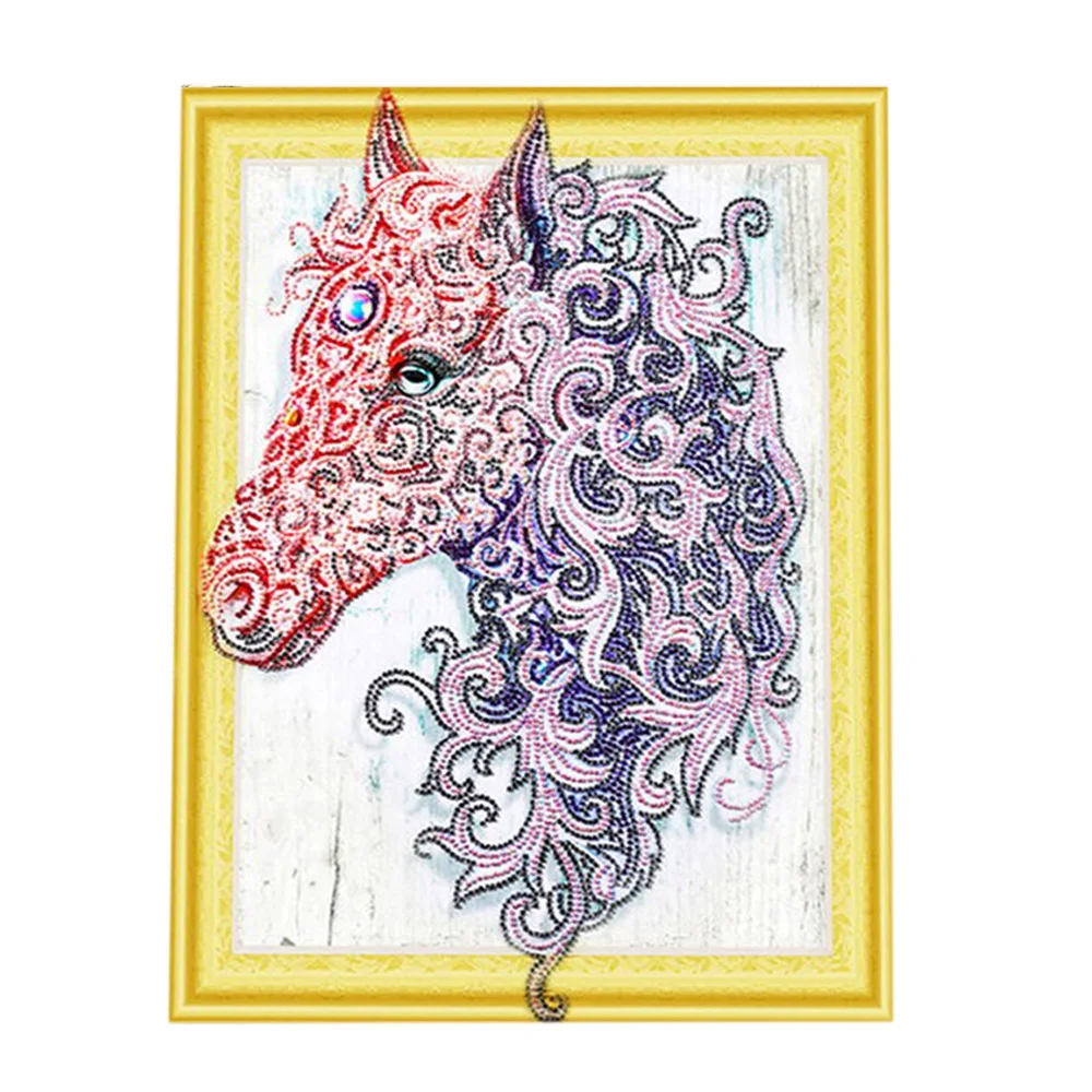 

DIY Diamond Painting Embroidery Horse Head Pattern Diamond Painting Rhinestone Mosaic Home Decoration-Stick Drill Area Size 40