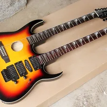 Заводская распродажа двойная Шея Табак sunburst 6+ 12 струнная электрогитара с floyd rose HSH звукоснимателями,-17-11