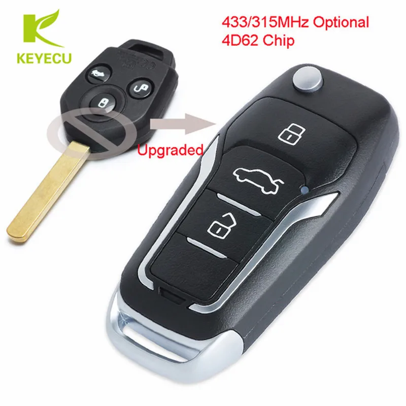 

KEYECU New Upgraded Flip Remote Car Key Fob 3 Button 315/433MHz Optional 4D62 Chip for Subaru Forester 2008-2012