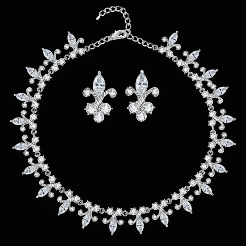 

SLBRIDAL Silver Austrian Crystal Rhinestones Pearls Alloy Wedding Jewelry Set Bridal Necklace Earring Set Women Party Jewelry
