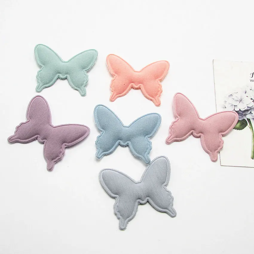 

20pcs/lot 5*4.3cm Butterfly Pads Patches Appliques for Craft Clothes Sewing Supplies DIY Hair Clip Accessories