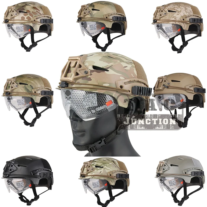 

Emerson EXF Bump Padded Helmet w/ Goggle Rail 2.0 Mounting EmersonGear Tactical Helmet Head Protective w/ Side Rail & NVG Shroud