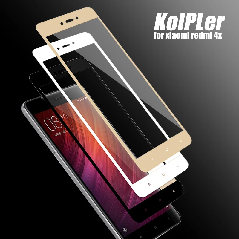 

KolPler full Screen glass film for Xiaomi redmi 4x glass Scratch Proof 9H Tempered Screen Clear Ultra Thin glass for redmi 4x